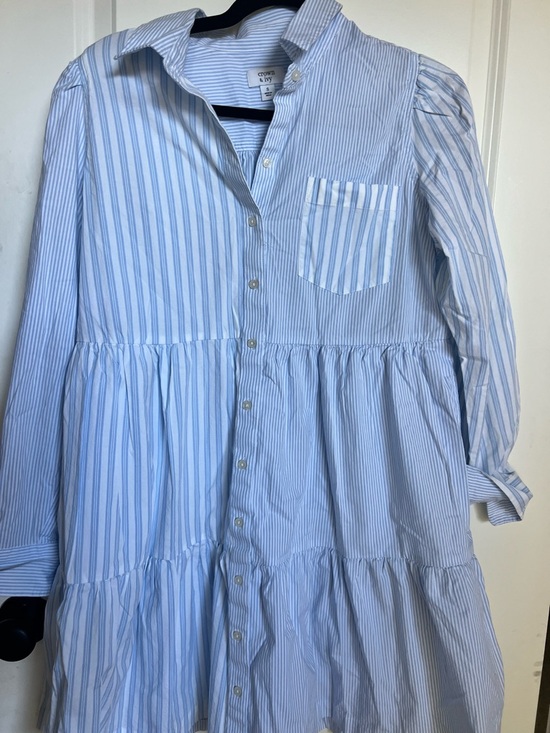 crown & ivy Dresses & Skirts - crown & ivy Light Blue & White Striped Shirt Dress